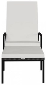 2 db barna polyrattan napozóágy lábtartóval