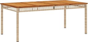vidaXL bézs polyrattan és akácfa kerti asztal 180 x 90 x 75 cm