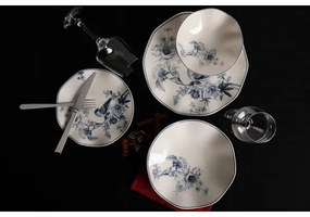 24 darabos étkészlet, fehér/kék, porcelán