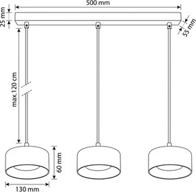 Brilagi - Kábeles csillár AURA LUX 3xGX53/30W/230V fekete/füstszínű