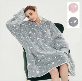 Sötétben világító takaró ujjal és kapucnival - Rózsaszín