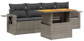5 részes bézs polyrattan kerti ülőgarnitúra párnákkal