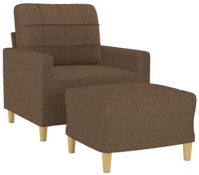 barna szövet kanapéfotel lábtartóval 60 cm