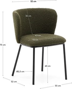 Zöld kárpitozott étkezőfotel Ciselia – Kave Home