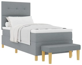 Boxspring Ágy Matrac és Pad Világosszürke 100x200 cm Szövet