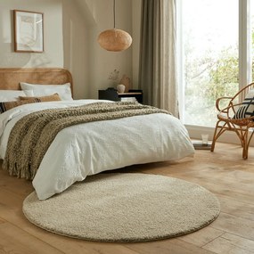Bézs mosható kerek szőnyeg újrahasznosított szálakból 133x133 cm Fluffy – Flair Rugs
