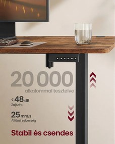 SONGMICS elektromos magasságállítható íróasztal, 180 × 80 cm, vintage barna