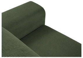 Zöld kordbársony kinyitható tárolóhelyes sarokkanapé (bal oldali-heverő résszel) Kyoto – Cosmopolitan Design