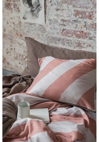 Téglavörös-bézs egyszemélyes pamut-szatén ágyneműhuzat 140x200 cm Diagonal – Mette Ditmer Denmark