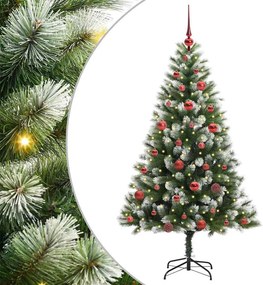 vidaXL Műanyag csuklós karácsonyfa bolyhos hóval Zöld és fehér 150 cm