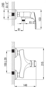 Bellini zuhany csaptelep, egykaros