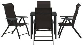5 darabos kerti étkező szett Fekete Poly Rattan
