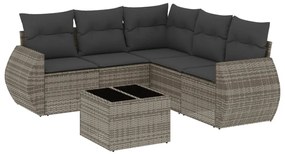 6 részes szürke polyrattan kerti ülőgarnitúra párnákkal