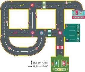 CRAZY MOTORS autópálya - Városi kőrút - City circuit - Giant puzzle - 26 pcs