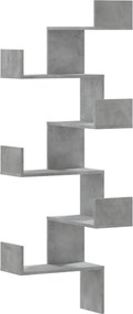 vidaXL betonszürke szerelt fa fali sarokpolc 45 x 45 x 147 cm