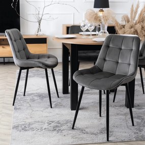 Krzesło CHRIS Szare Welurowe