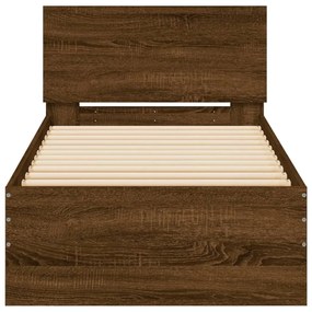barna tölgy színű fejtámlás ágykeret matrac nélkül 90 x 200 cm