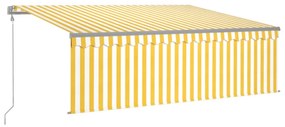 sárga-fehér redőnyös, LED-es, szélérzékelős napellenző 4x3 m