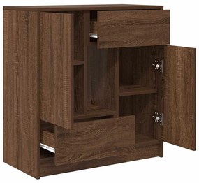 barna tölgy komód fiókokkal és ajtókkal 70,5x34x74,5 cm