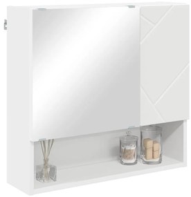 Tükörszekrény polcokkal tárolóval Fehér 59 x 17 x 55 cm Faanyag