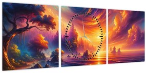 Kép - Varázslatos világ (órával) (90x30 cm)