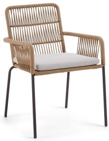 Samt acélszerkezetű és kötélhúrozású kerti szék - Kave Home