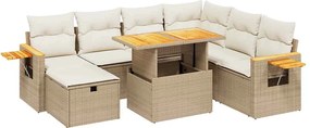 vidaXL 8 részes bézs polyrattan kerti ülőgarnitúra párnával