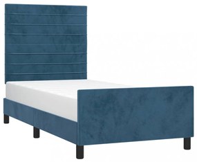 sötétkék bársony ágykeret matrac nélkül 80 x 200 cm