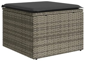 10 részes szürke polyrattan kerti ülőgarnitúra párnákkal