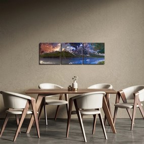 A tó és a hegyek képe (órával) (90x30 cm)