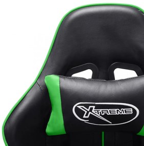 fekete és zöld műbőr gamer szék
