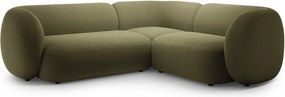 Zöld bársony sarokkanapé (jobb oldali-L alakú) Kate – Micadoni