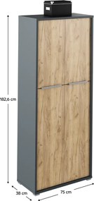 Polc szekrény, grafit/tölgyfa artisan, RIOMA NEW TYP 07