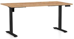 OfficeTech B állítható magasságú asztal, 160 x 80 cm, fekete alap, craft tölgy