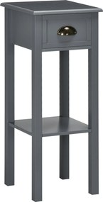 HOMCOM Modern Stílusú Oldalsó Asztal Fiókkal és Tárolós Polccal - Éjjeliszekrény a Nappaliba és Hálószobába 30x30x75 cm Szürke | Aosom