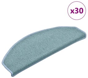 30 db-os lépcsőszőnyegek 65 x 24 x 4 cm, tengerkék, félkör alakú, nagy