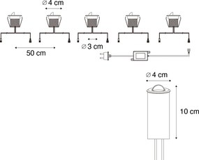 5 darabos modern süllyesztett spotlámpa készlet fekete LED-del IP67 - Linsey