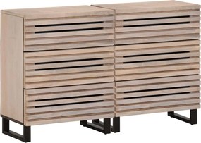 vidaXL 2 db tömör mangófa tálalószekrény 60 x 34 x 75 cm