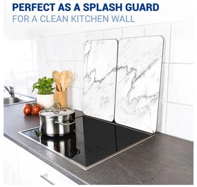 Edzett üveg tűzhely fedőlap szett 2 db-os 30x52 cm Marble – Wenko