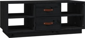 vidaXL fekete tömör fenyőfa dohányzóasztal 100 x 50 x 41 cm