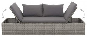 szürke polyrattan kerti ágy 195 x 60 cm