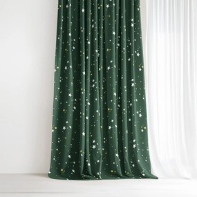 Goldea karácsonyi dekoratív drapéria - csillagok zöld alapon 160x150 cm