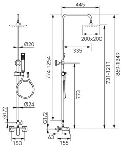 Ferro Vitto Verdeline, zuhanygarnitúra 150 mm felső esőfejjel, fényes króm, NP81-BVI7UVL