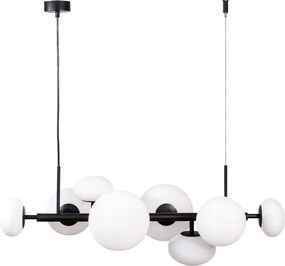 Fekete függőlámpa díszléc tejszínű üvegbúrákkal Omi Zuma Line