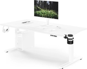 Elektromos, állítható magasságú, ergonomikus, fehér íróasztal,1600x800 mm: ARIA