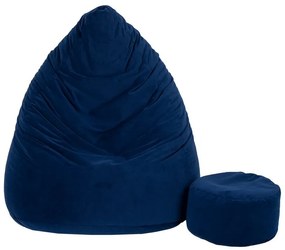 Ülőzsák lábtartóval sötétkék velúr