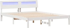 vidaXL Ágykeret fejtámlával Fehér 160 x 200 cm Tömör fenyőfa