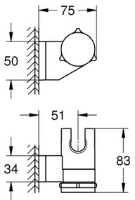 GROHE 261832431 - VITALIO UNIVERSAL falra szerelhető zuhanytartó, fekete