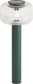 Modern kültéri oszlop zöld színben, bordázott üveggel, LED szolár IP65 - Ribble Mushroom