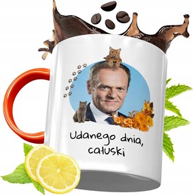 Donald Tusk Narancssárga Bögre Ajándék, fényképes nyomattal